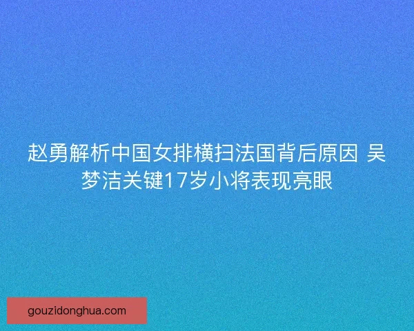 赵勇解析中国女排横扫法国背后原因 吴梦洁关键17岁小将表现亮眼