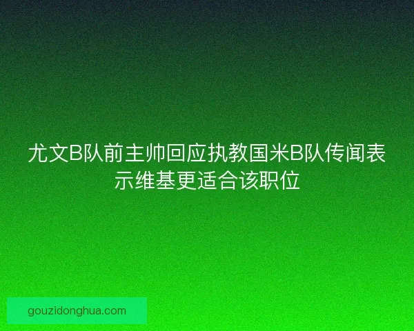 尤文B队前主帅回应执教国米B队传闻表示维基更适合该职位