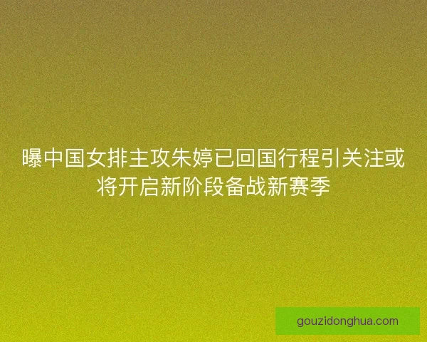 曝中国女排主攻朱婷已回国行程引关注或将开启新阶段备战新赛季 曝中国女排主攻朱婷已回国行程引关注或将开启新阶段备战新赛季