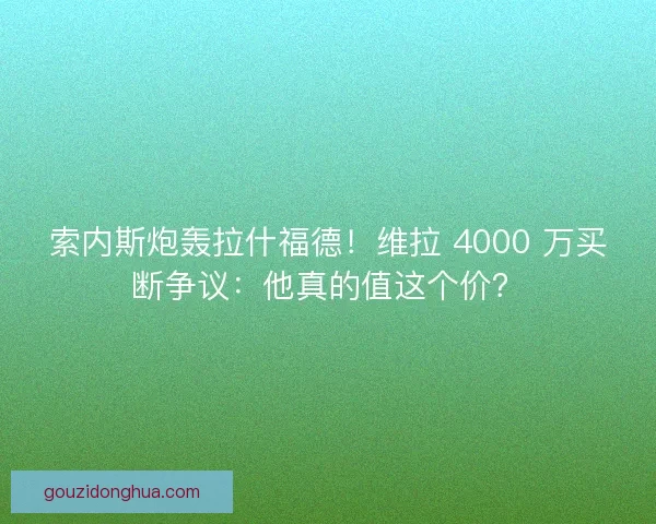 索内斯炮轰拉什福德！维拉 4000 万买断争议：他真的值这个价？